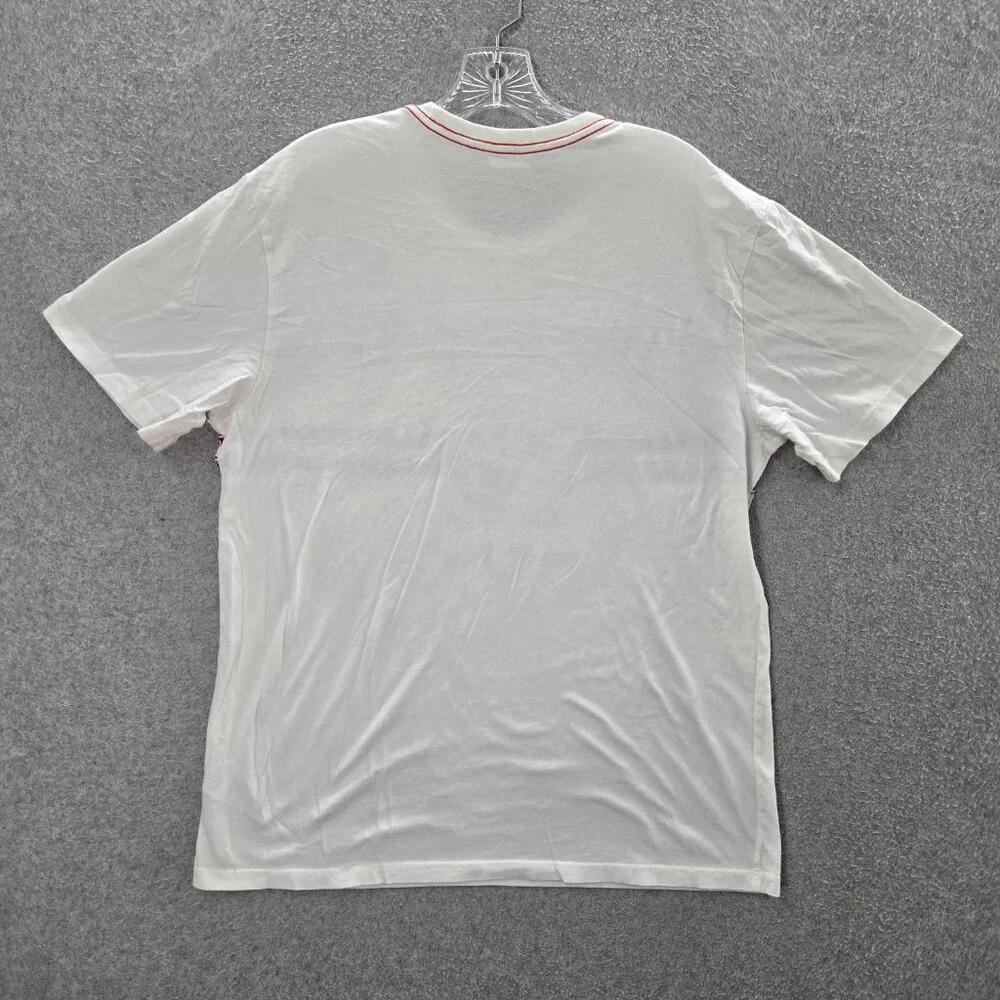 True Religion Men Shirt Large White Striped Logo Graphic Print‎ Short Sleeve Tee